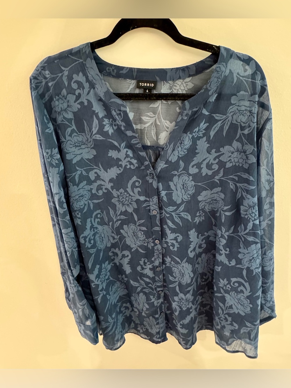 Torrid Blue Floral Blouse